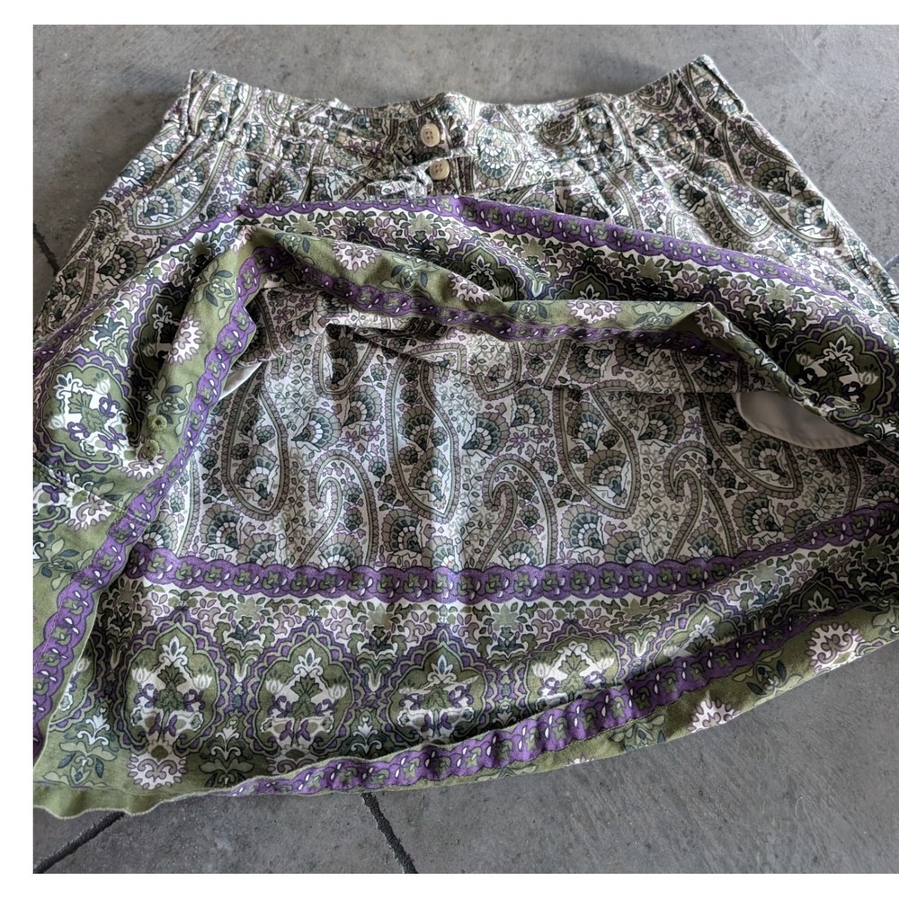 Converse Paisley Print Mini Skirt 100% Cotton Elastic Waist Boho Size M - Picture 5 of 6